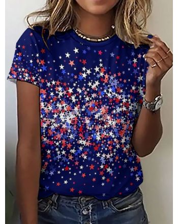 Womens American Stars Casual Crew Neck Short Sleeve T-Shirt