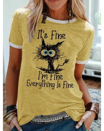 It's Fine I'm fine Everything Is Fine Funny Short Sleeve T-Shirt